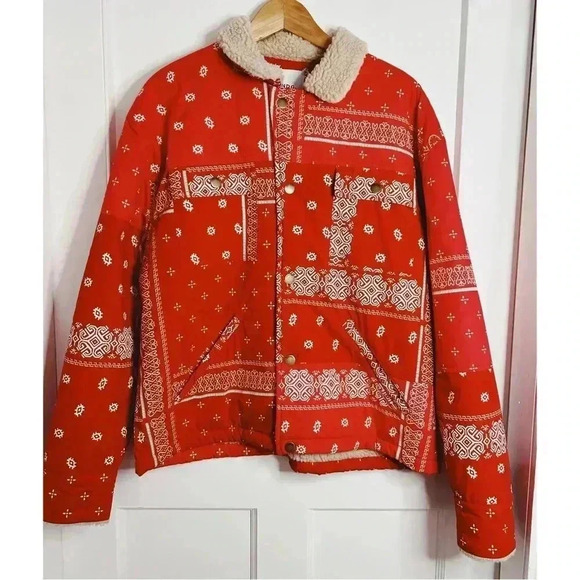 NDG Studio Paris Red and White Jacket with Faux Lambswool Interior Lg. - Picture 1 of 13
